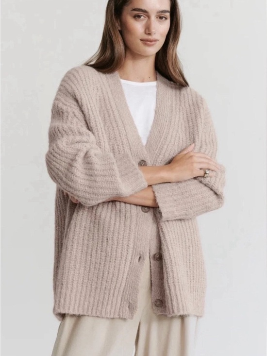 Jenni Kayne Sweaters - Jenni Kayne Original Cocoon Cardigan Taupe Alpaca Blend Oversized Sweater S